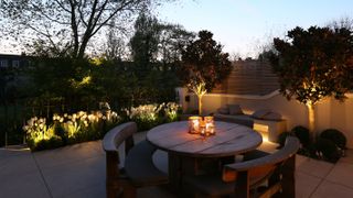 patio with outdoor lighting