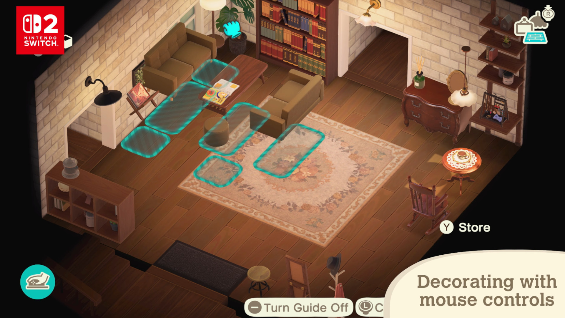 A screenshot of the Animal Crossing Switch 2 controls in use during directing from the reveal trailer