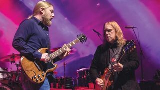 Warren Haynes and Derek Trucks (left) onstage with the Brothers Band at a 50th anniversary concert of the Allman Brothers music at Madison Square Garden, March 10, 2020.