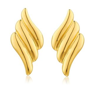 Coorweel Large Gold Chunky Geometric Stud Earrings for Women Trendy Vintage Statement Oversized Studs