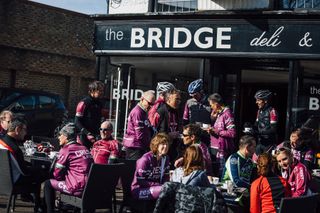 Cycling club at a cafe during a Ride With Cycling Weekly