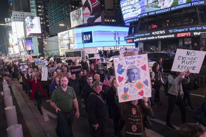 Protesters in New York City on Thursday night.