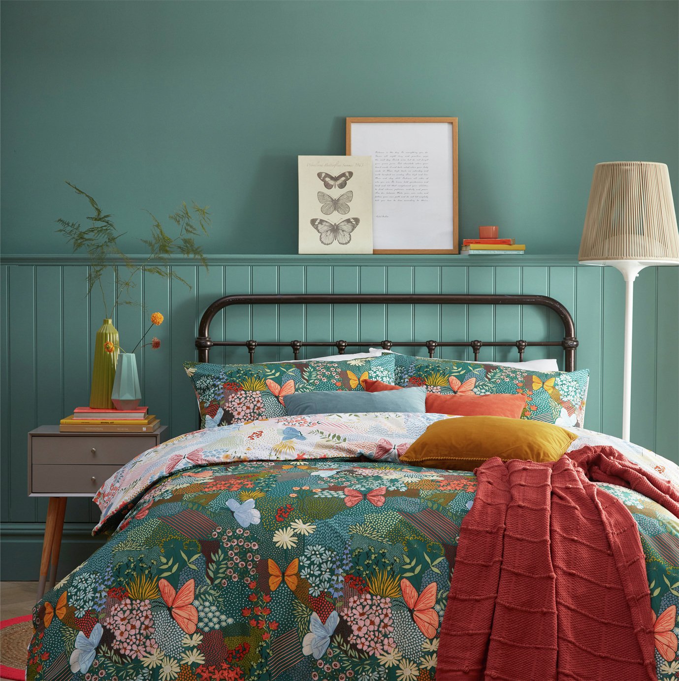 Furn Forage Floral Teal Bedding Set - King Size