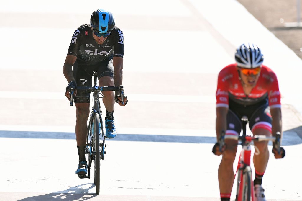 Gianni Moscon (Team Sky) and Jasper Stuyven (Trek-Segafredo) finish