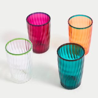 Set of 4 Ikat Brights Picnic Hi Ball Glasses