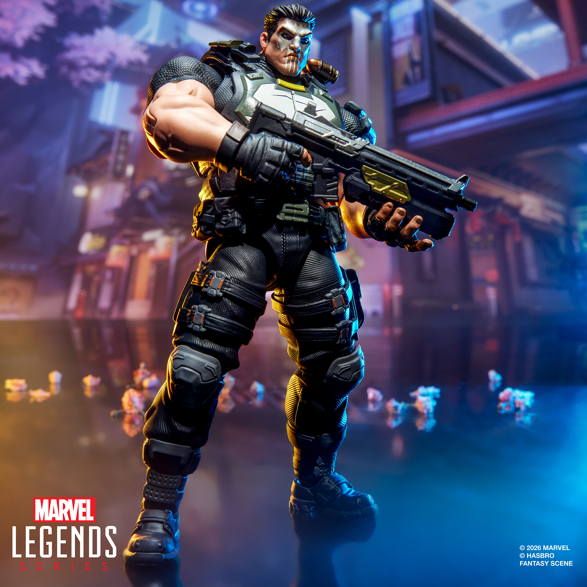 Marvel Rivals Punisher action figure posed against a colorful background