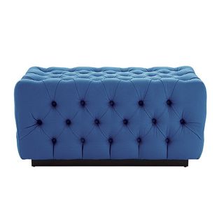 Blue, rectangular Pablo ottoman with buttons