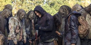 Daryl among the Whisperers in The Walking Dead.