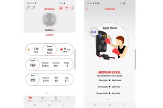The LifeSpan CycleBoxer app screens