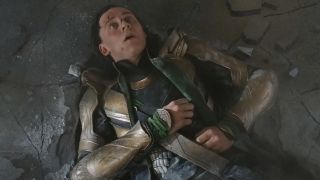 Loki after being smashed in The Avengers. He looks like he is in pain.