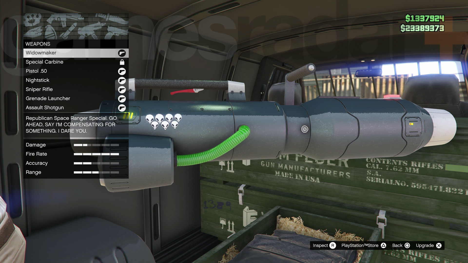 The GTA Online Gun Van inventory including the Widowmaker
