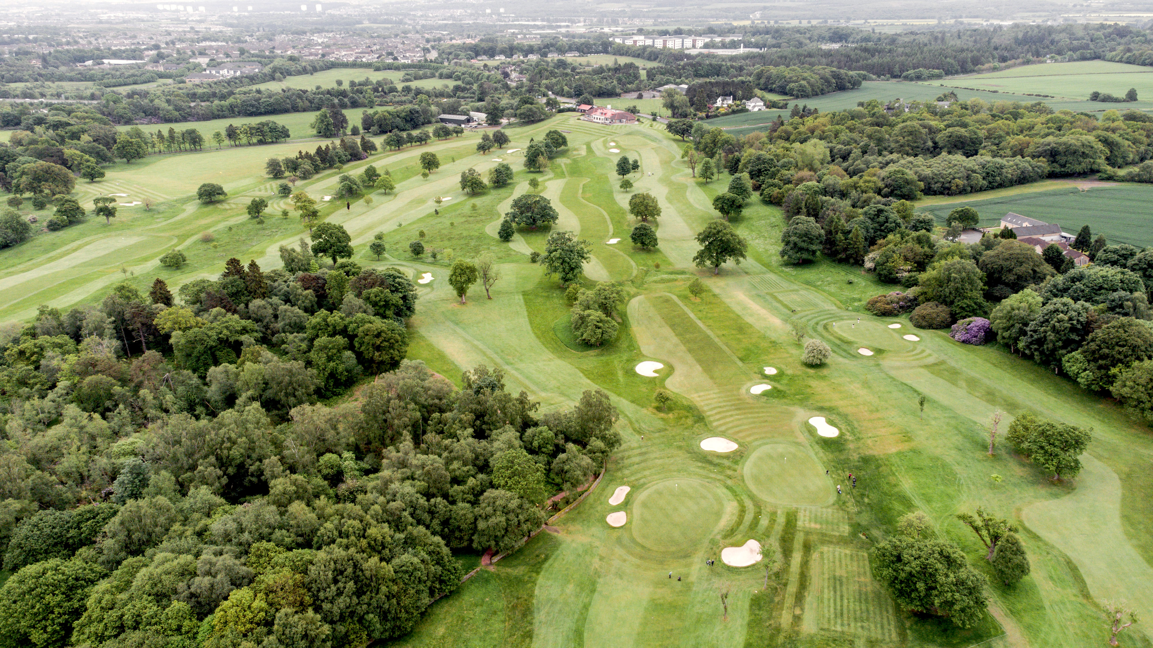 An aerial view of the golf course at Glenbervie