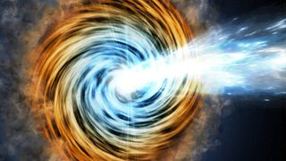 swirling disk with jet shooting forward