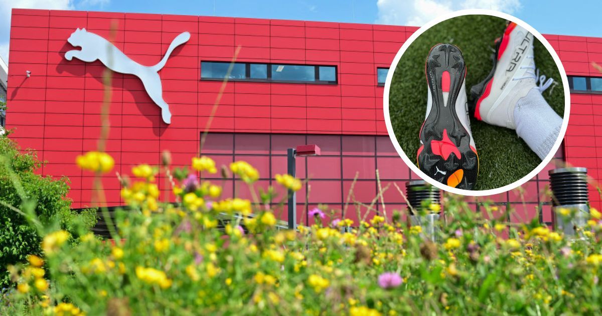 A photo taken on June 27, 2024 shows the brand&#039;s logo on the facade of the outlet of German multinational sportswear manufacturer Puma in Herzogenaurach, southern Germany.