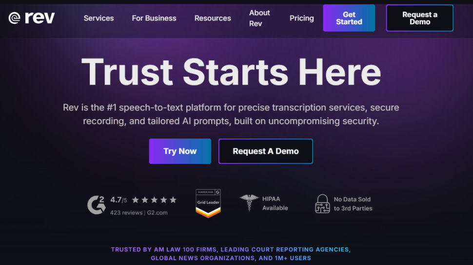 Rev website screenshot (June 2025)