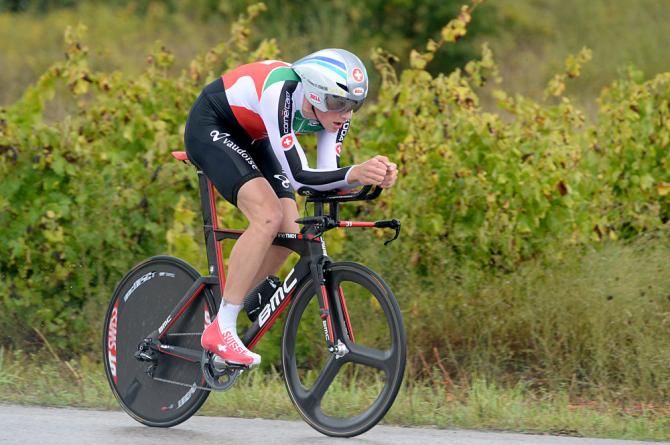 Stefan Keung (Switzerland) rides to third in the 2014 U23 World TT championships