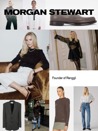 A collage of Morgan stewart's capsule wardrobe