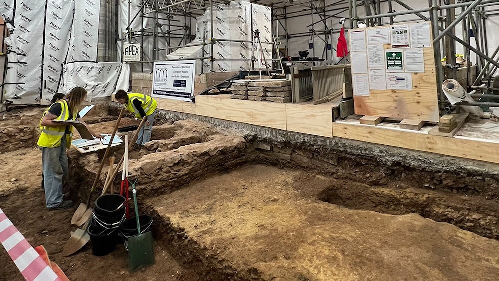 Subterranean crypt with empty tombs unearthed at medieval cathedral in England