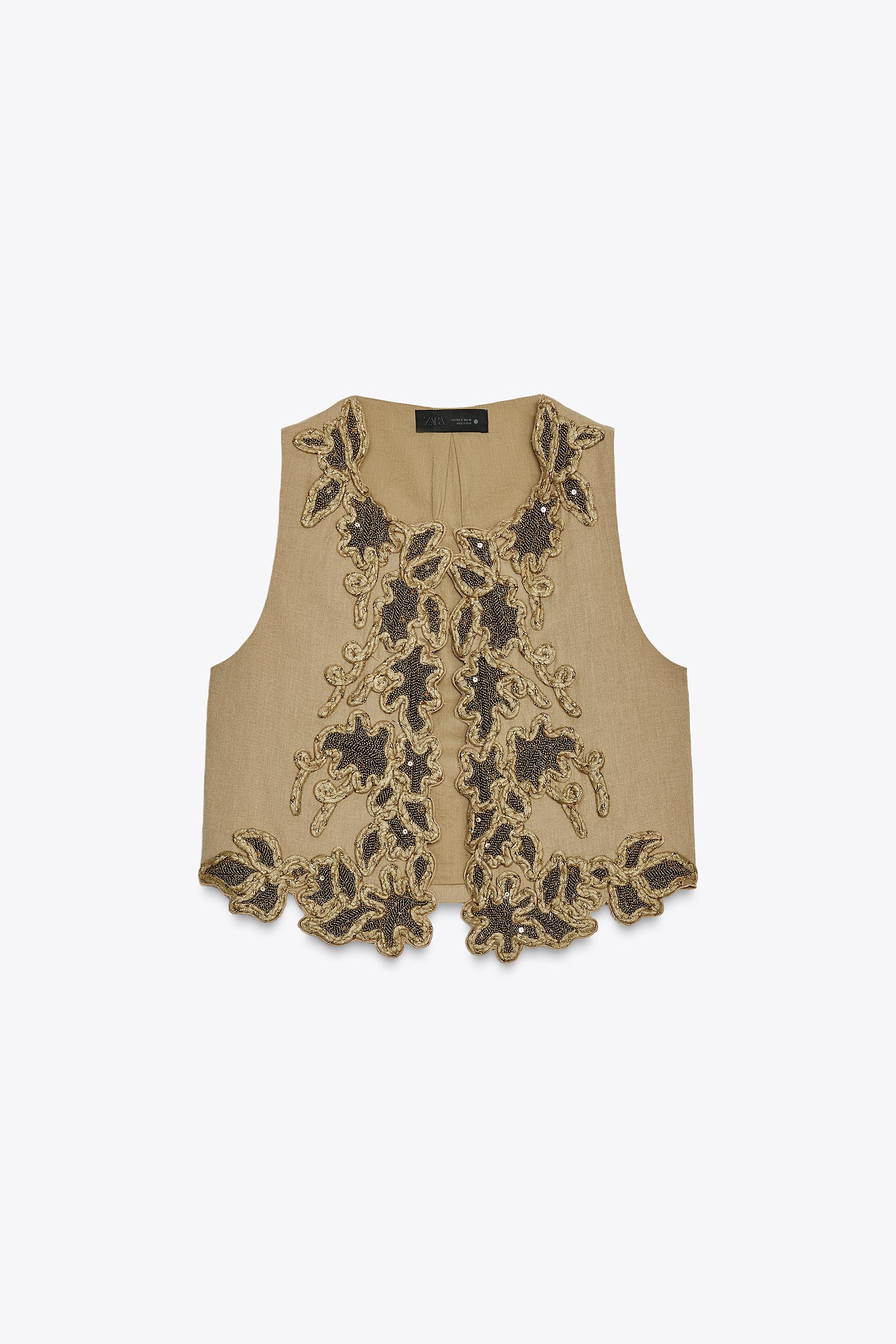 ZARA, Zw Collection Contrast Embroidered Vest