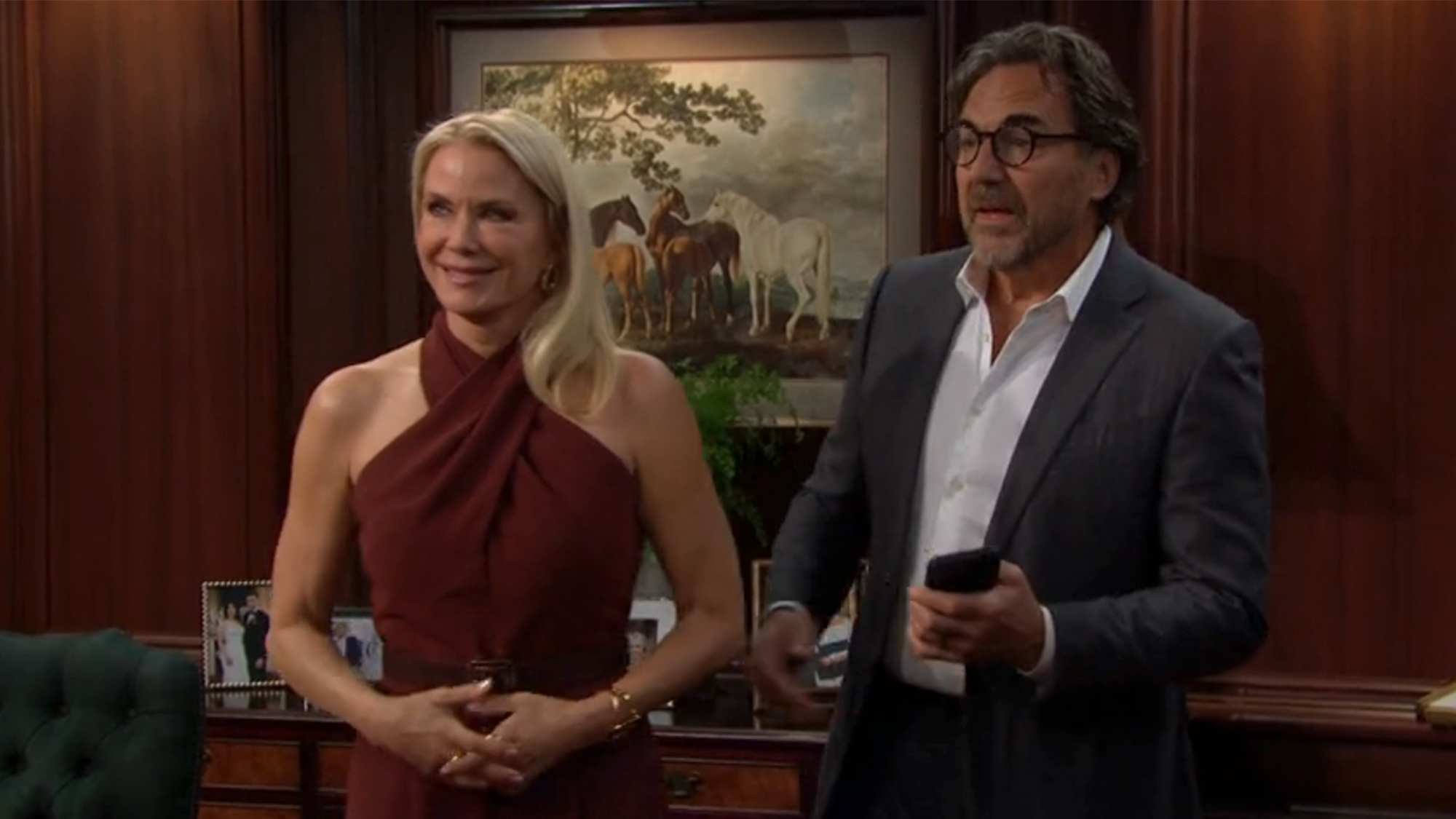 Two characters smiling on The Bold and the Beautiful