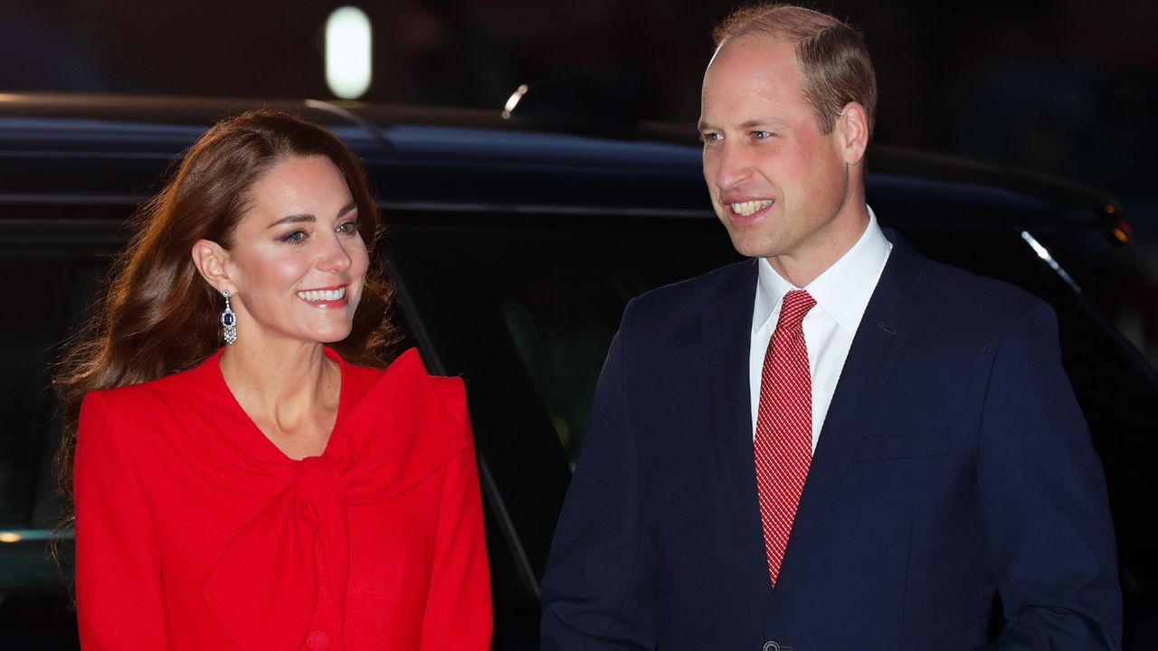 Kate Middleton and Prince William&#039;s Christmas card photo revealed; seen here the couple attend the &#039;Together at Christmas&#039; community carol service