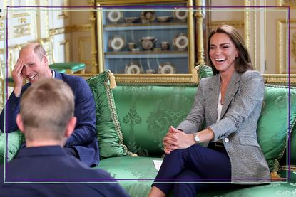 Kate Middleton and Prince William on the sofa at Windsor Castle