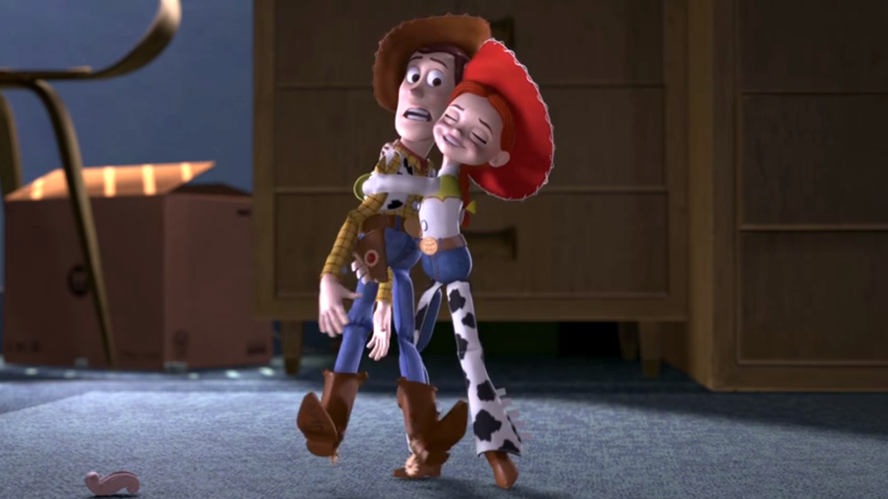 Jessie hugging Woody in Toy Story 2