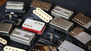 Assorted electric guitar pickups with Relish mounting system