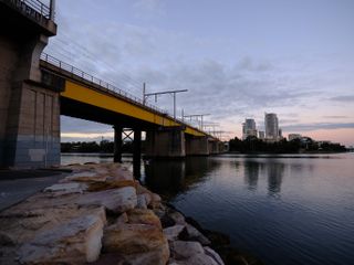 A railway bridge across a river