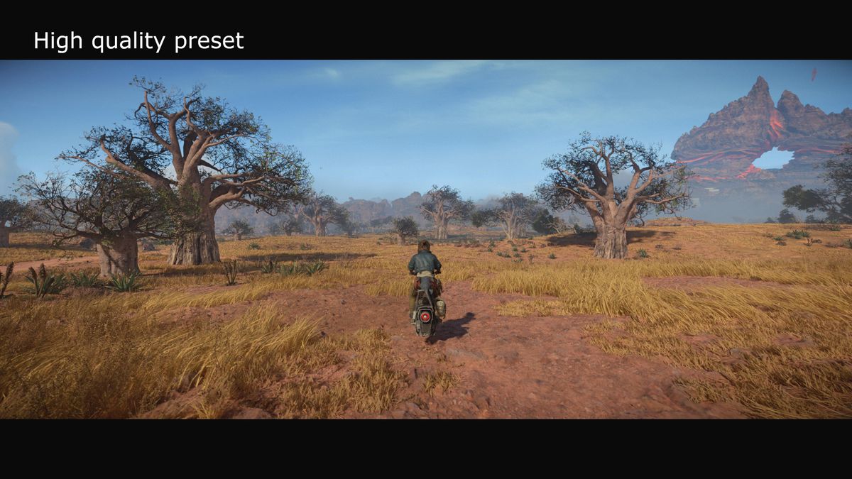 A screenshot from Ubisoft's Star Wars Outlaws, showing the impact of the quality setting on the graphics