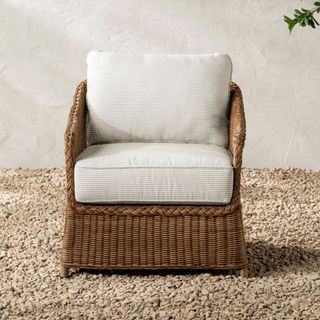 Haviland Outdoor Lounge Chair with Perennials Taupe Stripe