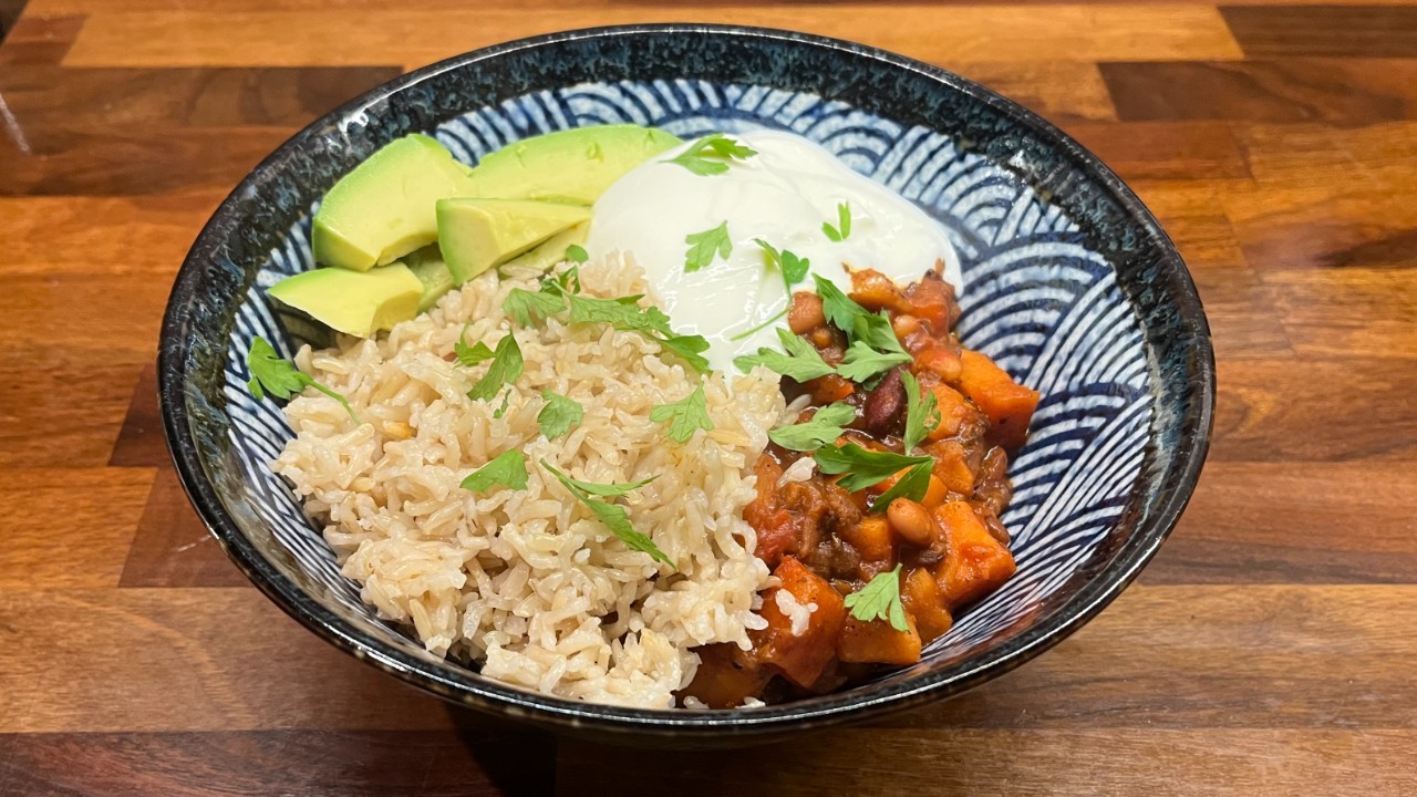 Smoky Sweet Potato Mixed Bean Chilli from Nourishing Vegan Every Day cookbook