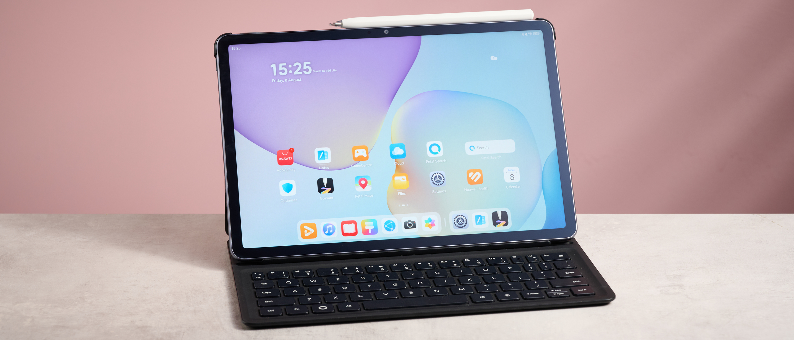 Huawei MatePad 11.5 against pink background