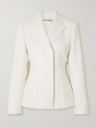 Satin-Trimmed Wool-Blend Twill Blazer