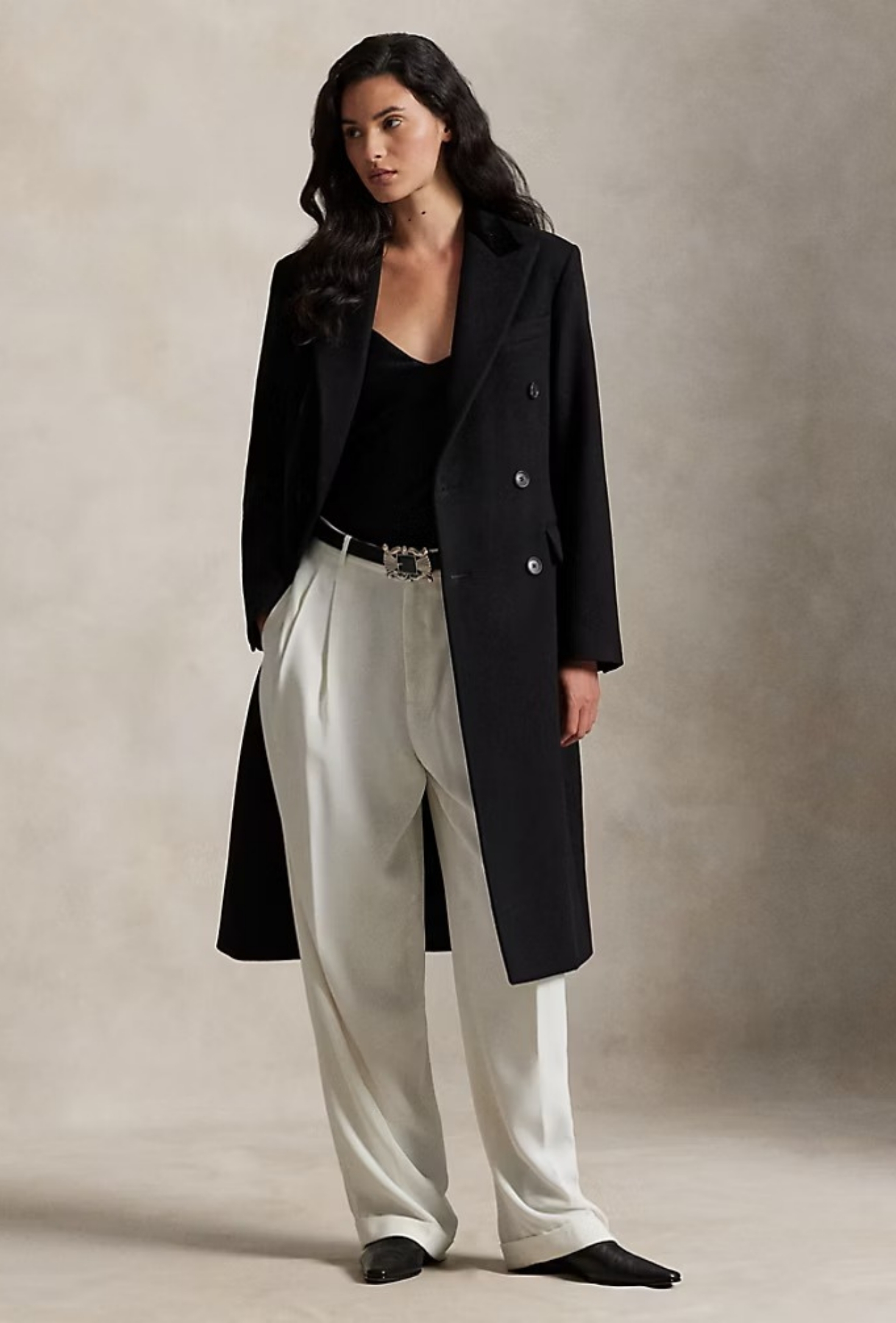 Double Breasted Wool Melton Coat
