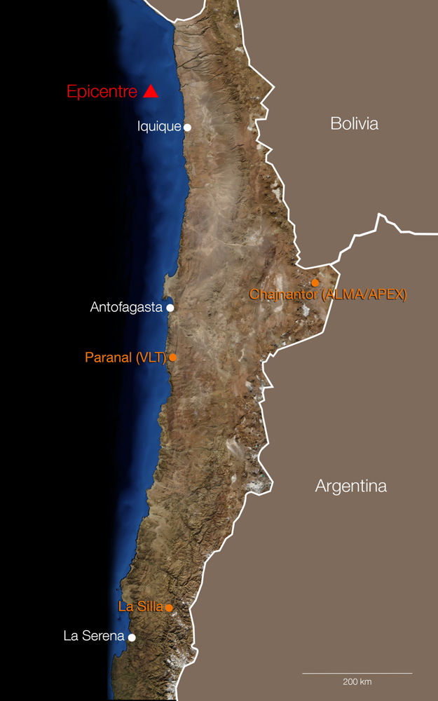 April 1, 2014, Chilean Earthquake Map