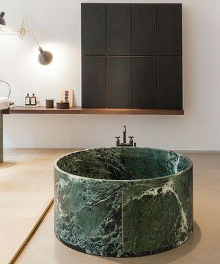 Bath ideas with rock bath tub