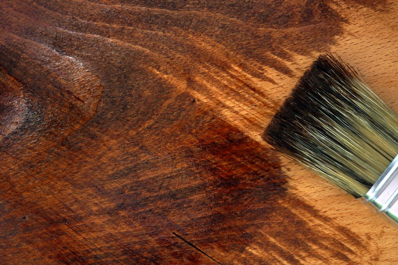 Staining kitchen cabinets