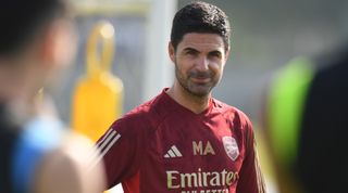 DUBAI, UNITED ARAB EMIRATES - JANUARY 16: Arsenal manager Mikel Artet during a training session at NAS Sports Complex on January 16, 2024 in Dubai, United Arab Emirates. (Photo by Stuart MacFarlane/Arsenal FC via Getty Images)