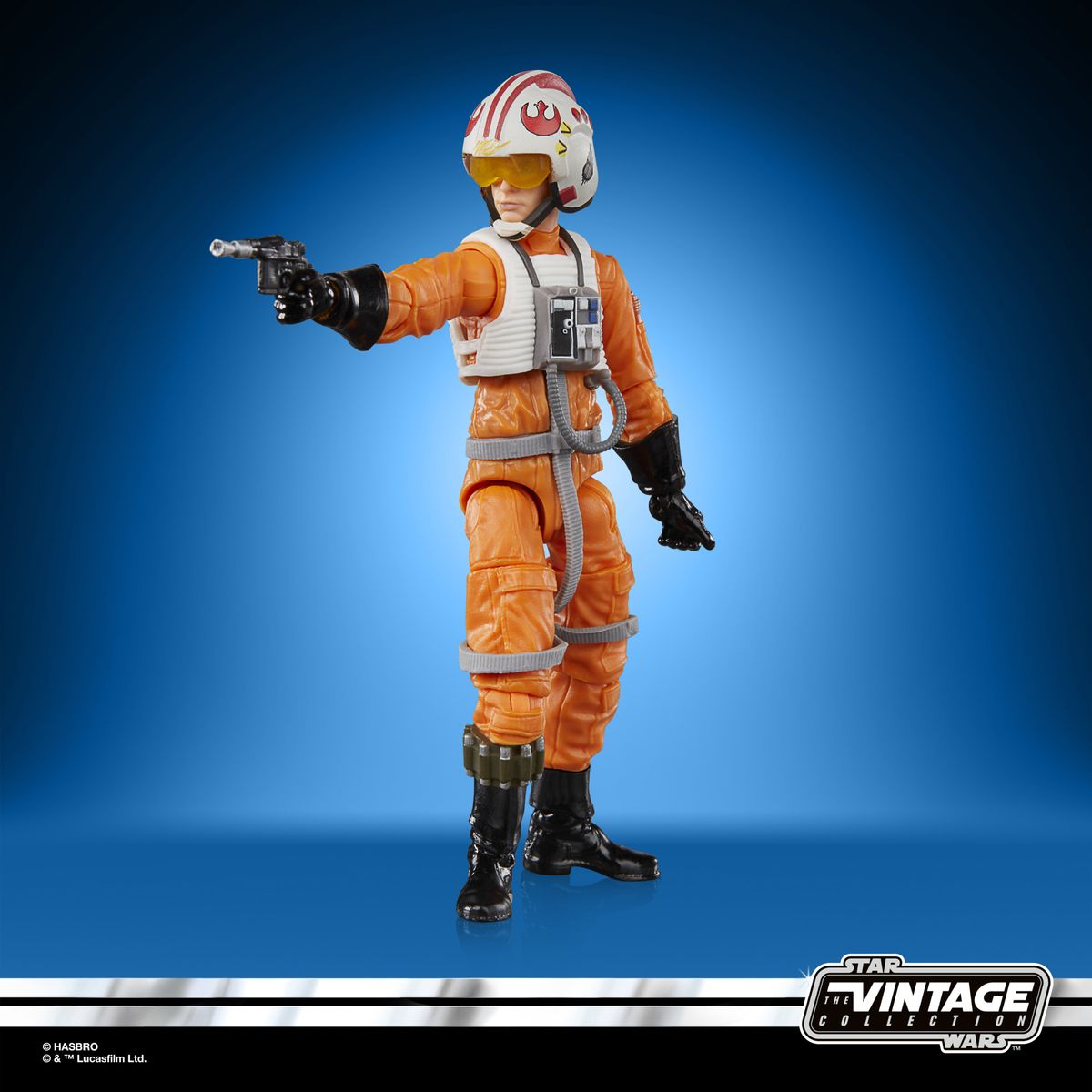 Luke Skywlaker X-Wing Pilot action figure on a blue and black background