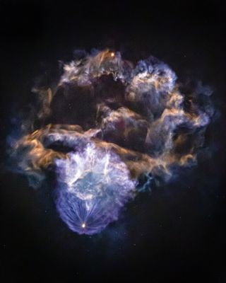 The interactions between a rocket's first and second stages can produce a dazzling image reminiscent of a nebula in deep space, as seen in this image of a SpaceX cargo launch to the space station.