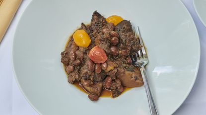 Braised beef and borlotti beans