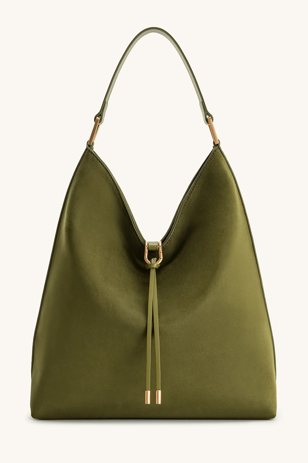 Aria Faux Suede Shoulder Bag in Dark Olive