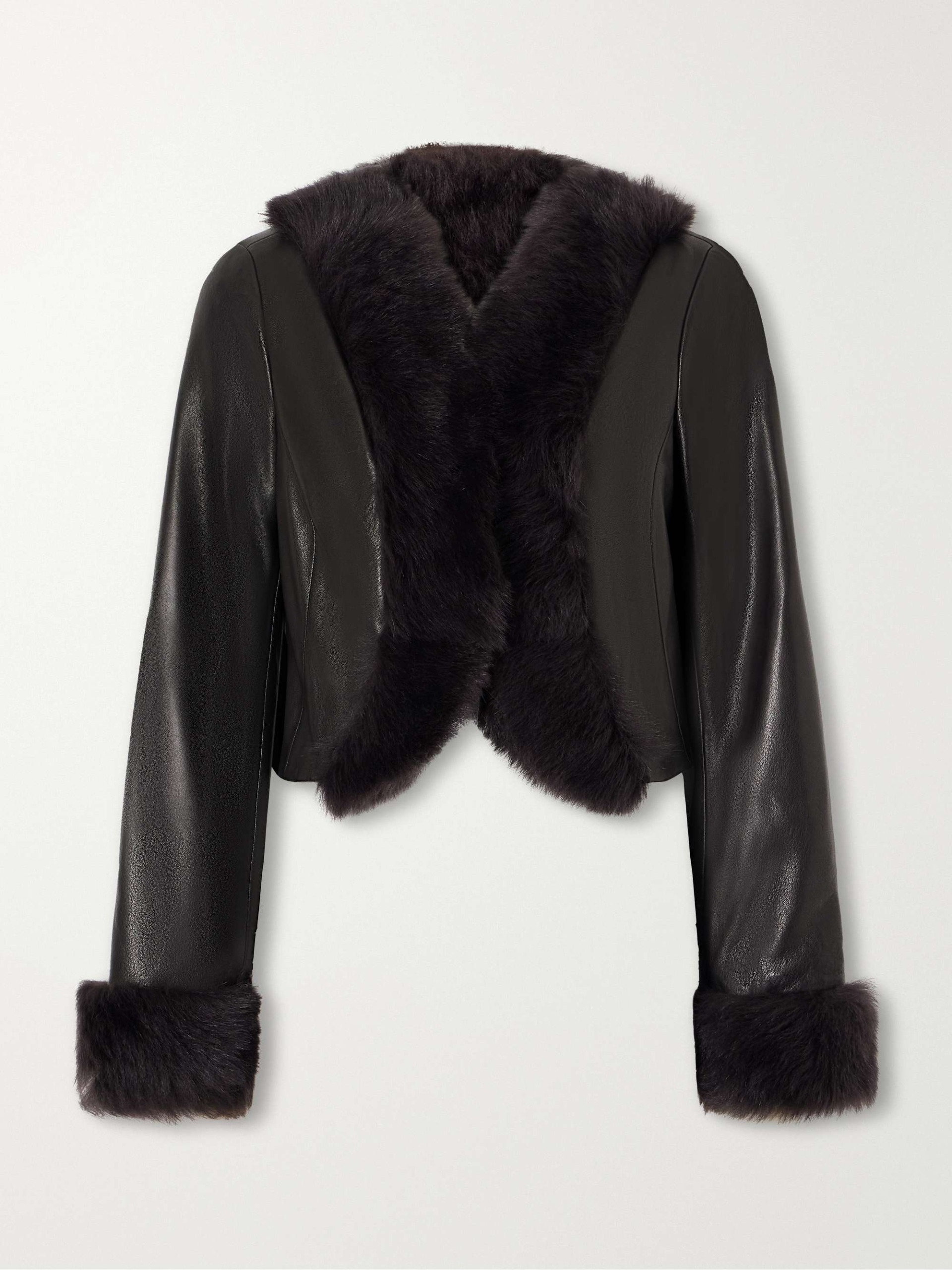 Sofie Cropped Shearling-Trimmed Leather Jacket