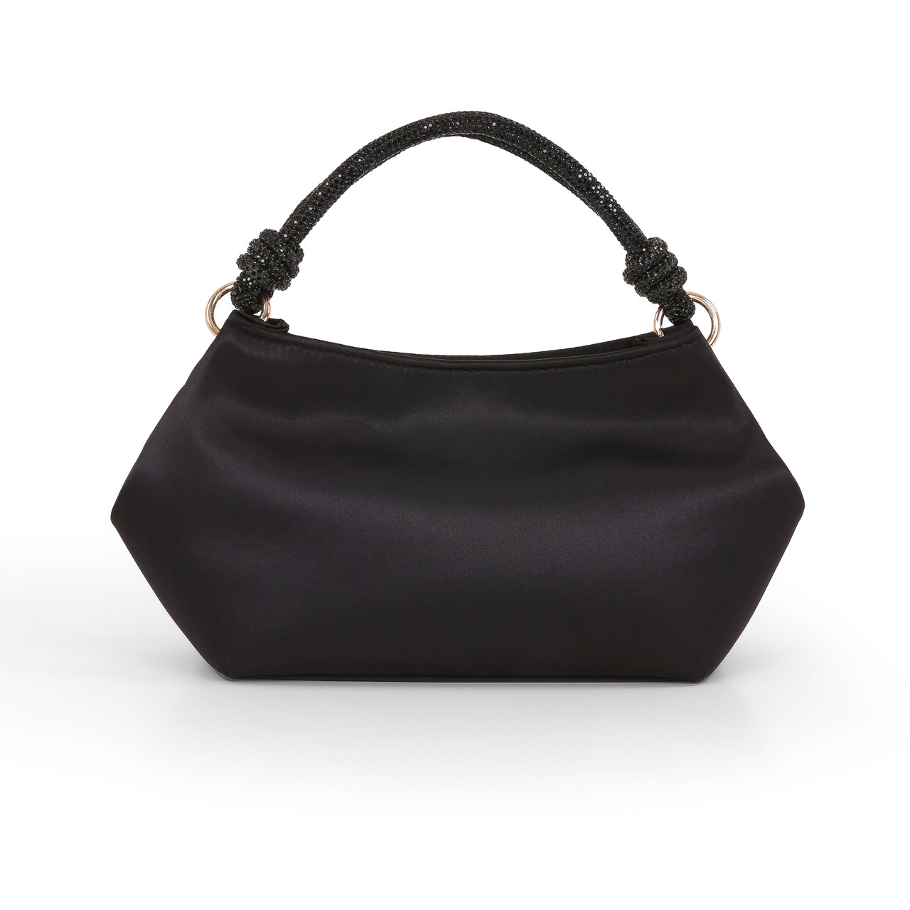 Noelle Crystal Handle Satin Pouch Bag