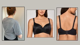 A composite of Delimira bra shots on the tester and two model shots. Best bra overall.