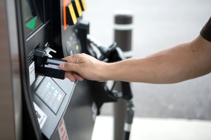 Paying at a gas pump
