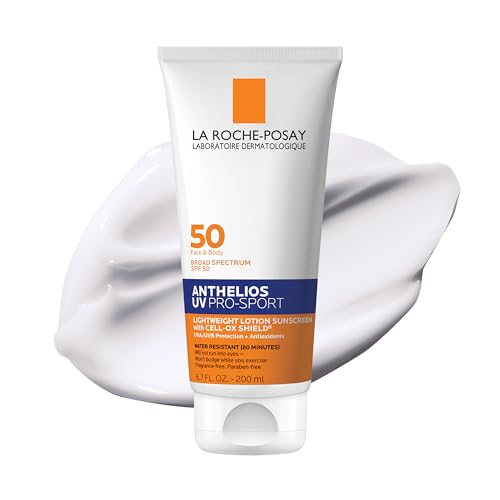 La Roche-Posay Anthelios Uv Pro-Sport Spf 50 Sunscreen for Face &amp;amp; Body, Water &amp;amp; Sweat Resistant With Non-Drip Formula, Invisible Broad Spectrum Sunscreen Lotion, Lightweight &amp;amp; Breathable, 6.7 Fl Oz