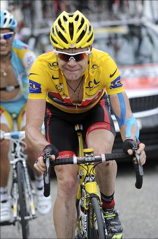 Cadel Evans at the finish, Tour de France 2010, stage 9