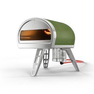 Gozney Roccbox portable pizza oven with green exterior